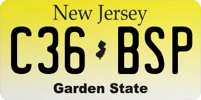 NJ license plate C36BSP