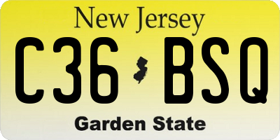 NJ license plate C36BSQ