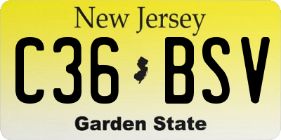 NJ license plate C36BSV