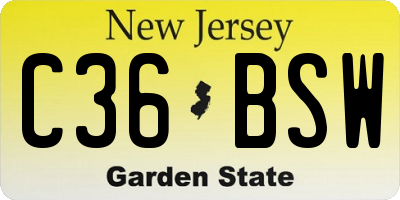 NJ license plate C36BSW