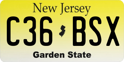 NJ license plate C36BSX
