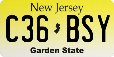 NJ license plate C36BSY