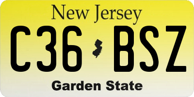 NJ license plate C36BSZ