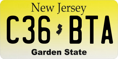 NJ license plate C36BTA