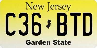 NJ license plate C36BTD