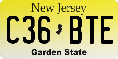 NJ license plate C36BTE