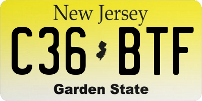 NJ license plate C36BTF