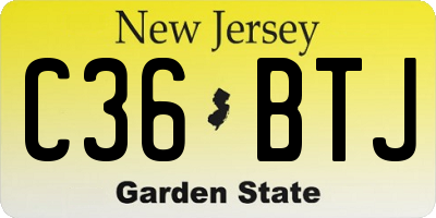 NJ license plate C36BTJ