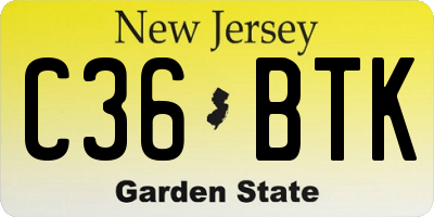 NJ license plate C36BTK