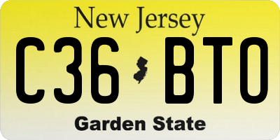NJ license plate C36BTO