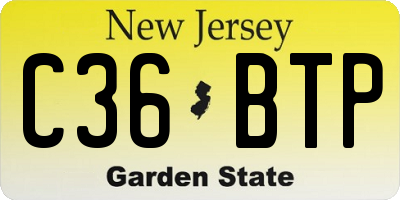 NJ license plate C36BTP