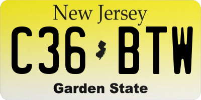 NJ license plate C36BTW