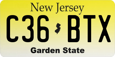 NJ license plate C36BTX