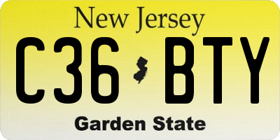 NJ license plate C36BTY
