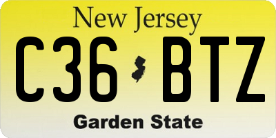 NJ license plate C36BTZ