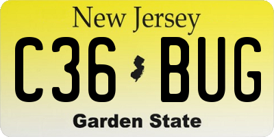 NJ license plate C36BUG