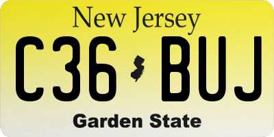 NJ license plate C36BUJ