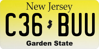 NJ license plate C36BUU