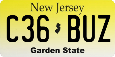 NJ license plate C36BUZ
