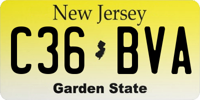 NJ license plate C36BVA