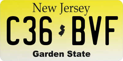NJ license plate C36BVF