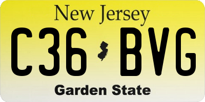 NJ license plate C36BVG