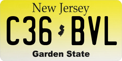 NJ license plate C36BVL