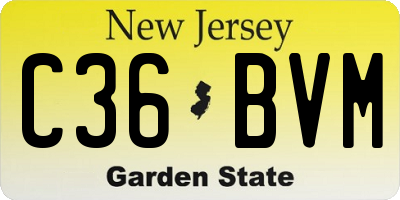 NJ license plate C36BVM