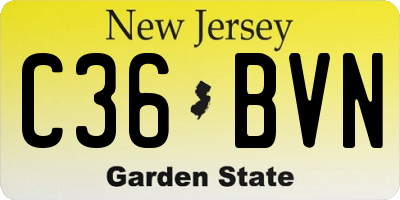 NJ license plate C36BVN