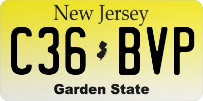 NJ license plate C36BVP