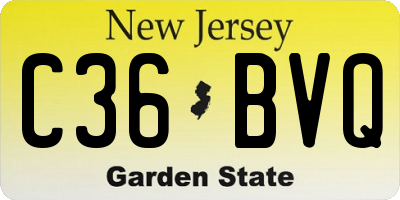 NJ license plate C36BVQ