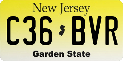 NJ license plate C36BVR