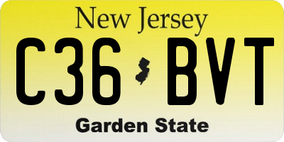 NJ license plate C36BVT