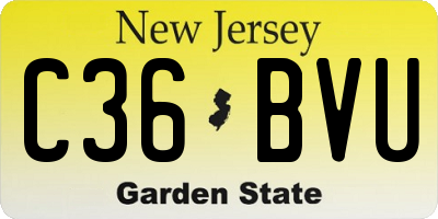 NJ license plate C36BVU