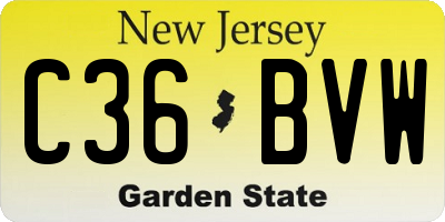 NJ license plate C36BVW