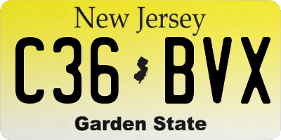 NJ license plate C36BVX