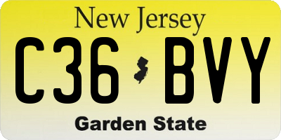 NJ license plate C36BVY