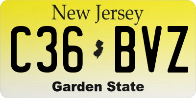 NJ license plate C36BVZ