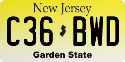 NJ license plate C36BWD