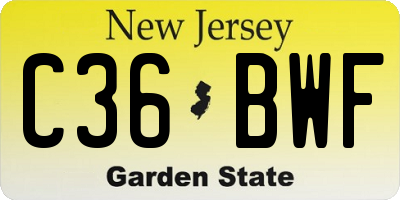 NJ license plate C36BWF
