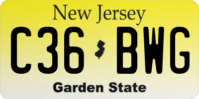 NJ license plate C36BWG