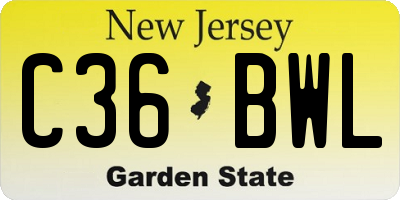 NJ license plate C36BWL