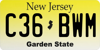 NJ license plate C36BWM