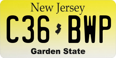 NJ license plate C36BWP