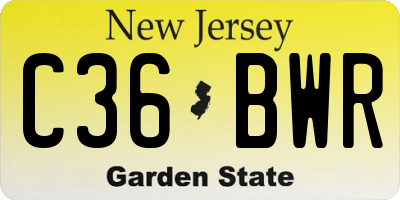 NJ license plate C36BWR