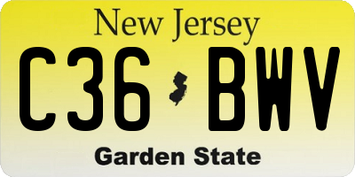 NJ license plate C36BWV