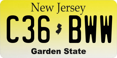 NJ license plate C36BWW