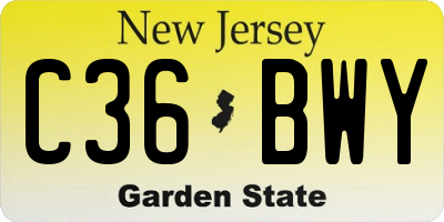 NJ license plate C36BWY