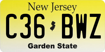 NJ license plate C36BWZ