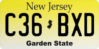 NJ license plate C36BXD